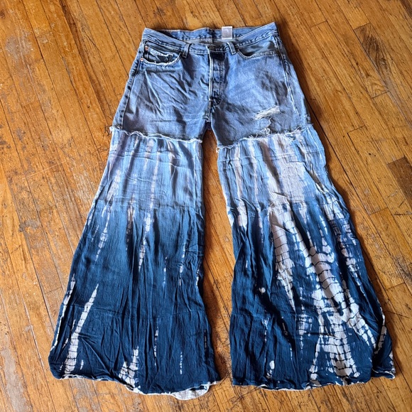 Levi's Denim - Upcycled Levi's Blue Tie-Dye Flare Jeans‎